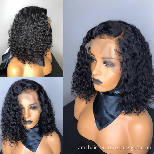 Bob Wig Virgin Human Hair Hd Full Lace Frontal Wig Vendor Afro Kinky Curly Raw Brazilian Human Hair Transparent Lace Front Wig